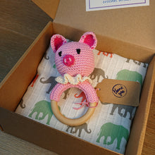 Load image into Gallery viewer, Pinky Pig Amigurumi Baby Rattle
