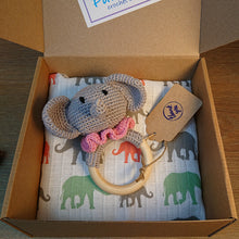 Load image into Gallery viewer, Trompy Elephant Amigurumi Baby Rattle
