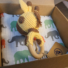 Load image into Gallery viewer, Tall Giraffe Amigurumi Baby Rattle
