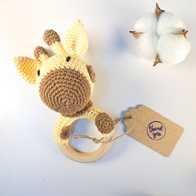 Load image into Gallery viewer, Tall Giraffe Amigurumi Baby Rattle
