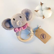 Load image into Gallery viewer, Trompy Elephant Amigurumi Baby Rattle
