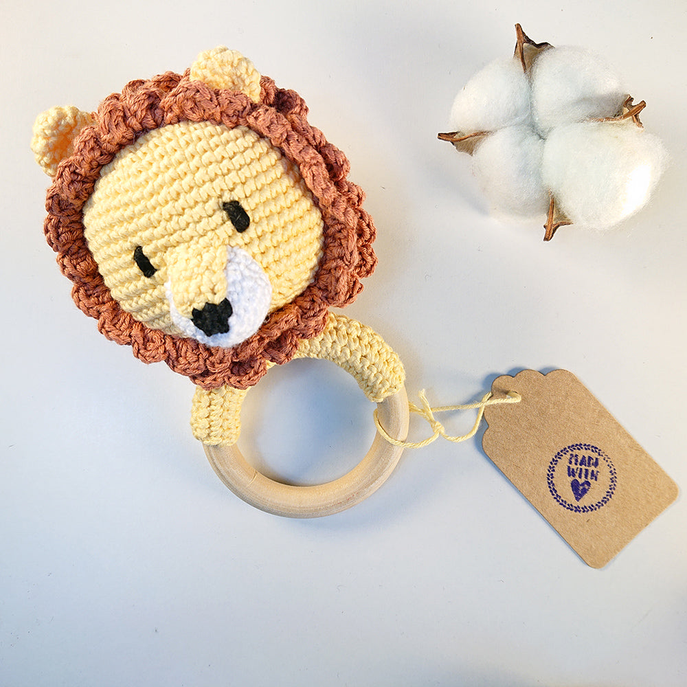 Brave Lion Amigurumi Baby Rattle