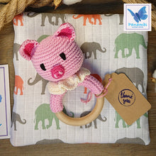 Load image into Gallery viewer, Pinky Pig Amigurumi Baby Rattle
