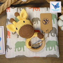 Load image into Gallery viewer, Tall Giraffe Amigurumi Baby Rattle
