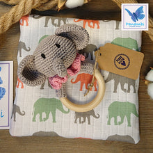 Load image into Gallery viewer, Trompy Elephant Amigurumi Baby Rattle
